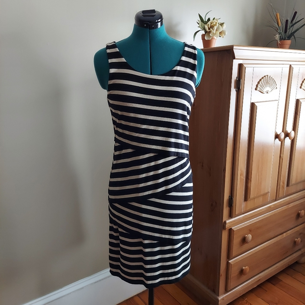 LOFT Striped Layered Fitted Tank Dress Women's XS - S